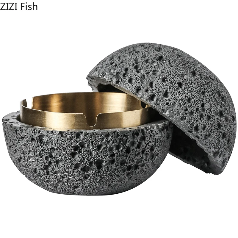 Creative Moon Ashtray portable ashtray metal ashtray Art Cement Metal Household Large-capacity Portable Car Anti-ash Ashtray Home Decoration Gift for Boyfriend