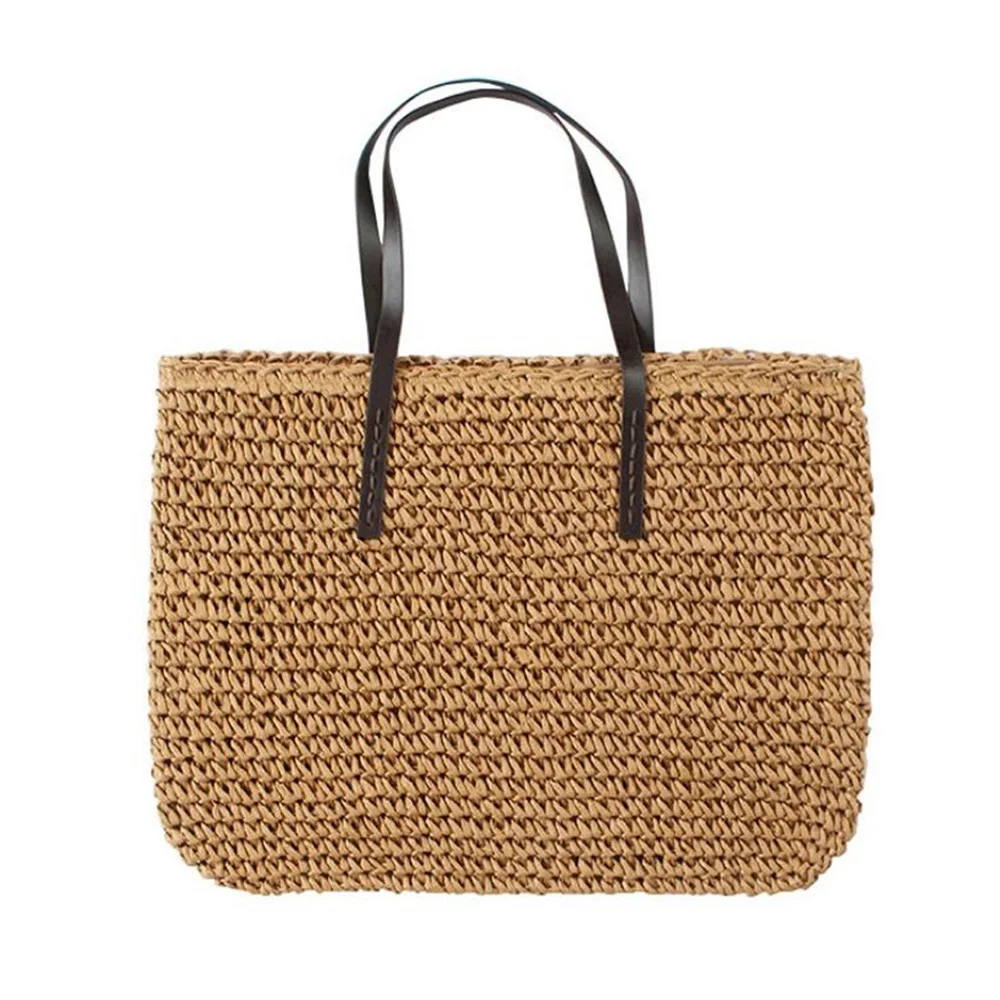 

New Women Handbags Large Capacity Woven Straw Handbag Summer Bohemia Beach Simple Leisure Vacation Straw Bag Travel Shoulder Bag