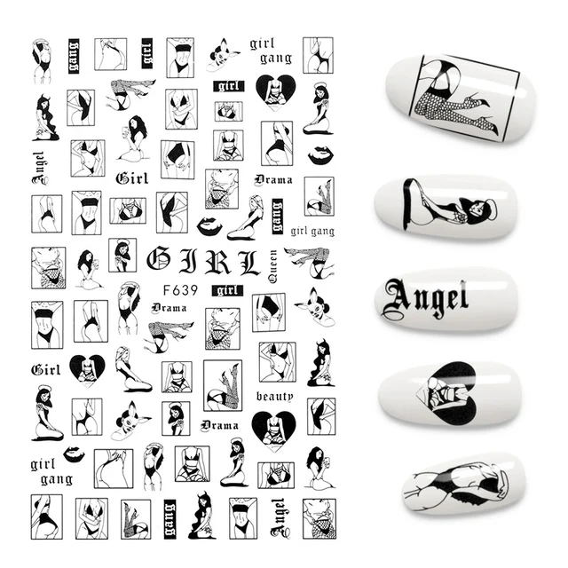 The New 3D Nail Sticker Cool English Letter stickers for nail Foil Love Heart Design Fashion Manicure Stickers A140230