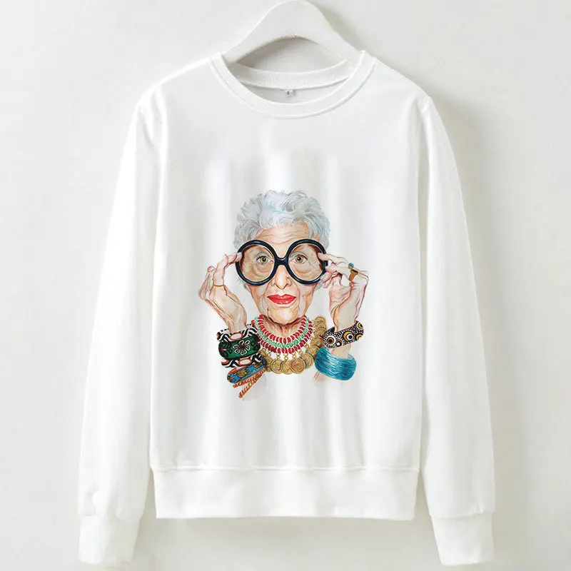 

White Creative Sweatshirts Hoodies Women 2019 Printing Long Sleeve Tracksuit Female Knitted Sweater Casual Basic Pullovers Tops