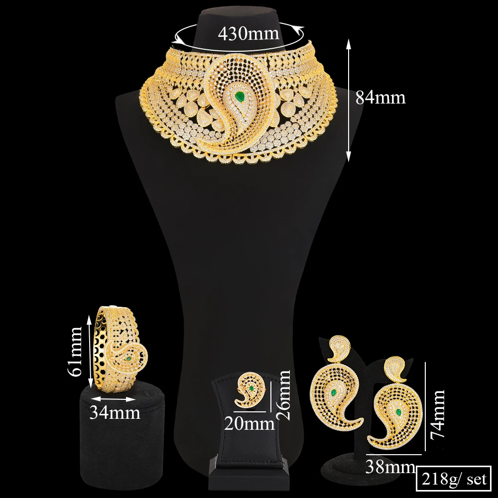 Missvikki Luxury Big Water Drop 4pcs African Cubic Zircon Nigerian Jewelry sets For Women Wedding Dubai Bridal Jewelry Set