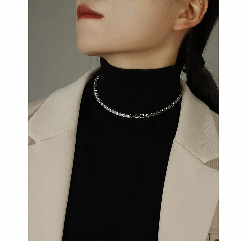 

Necklace Female Ins Cool Wind Splicing Advanced Sense of Minority Design Retro Net Red Pop Style Versatile Neckchain Fashion