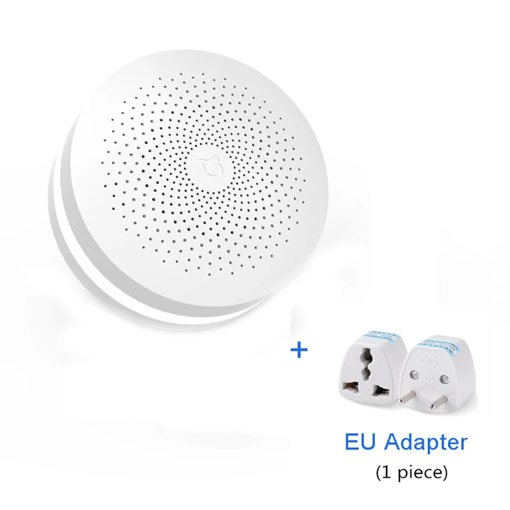 add small EU plug Новинка, Xiaomi Mijia, многофункциональный шлюз, 2 хаба, сигнализация, интеллектуальная, онлайн радио, Ночной светильник, звонок, умный дом, хаб - Цвет: add small EU plug