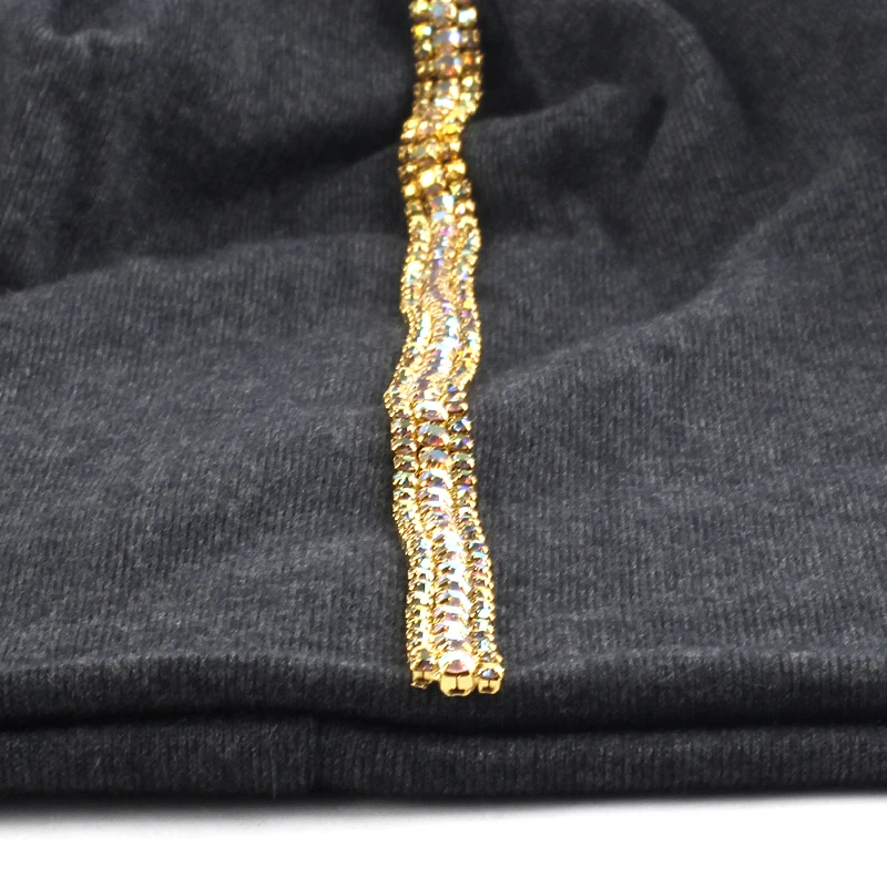 Geebro metal Rhinestones Slouchy Skullies Beanies For Women Female Autumn Bonnets Caps Winter Cotton Stretch Casual Hats 6