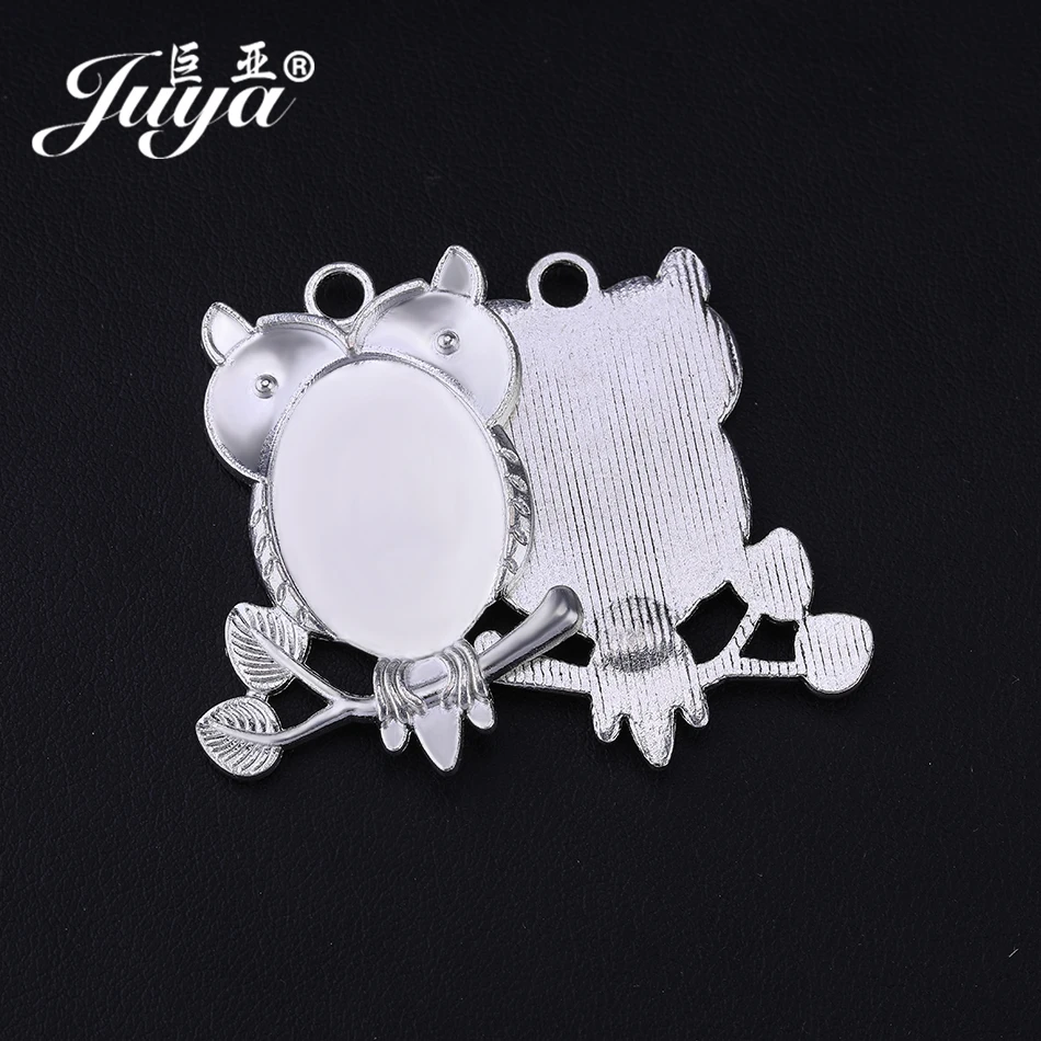 60PCS Owl Oval Pendant Cabochon Base 18x25mm Alloy Settings Bezel For Handmade DIY Jewelry Making Findings Accessories Crafts