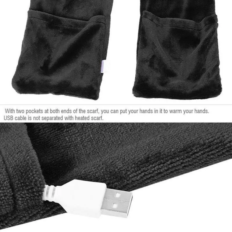 Домашняя шаль с подогревом, плюшевый шарф с электрическим подогревом, зимний портативный шарф с питанием от USB