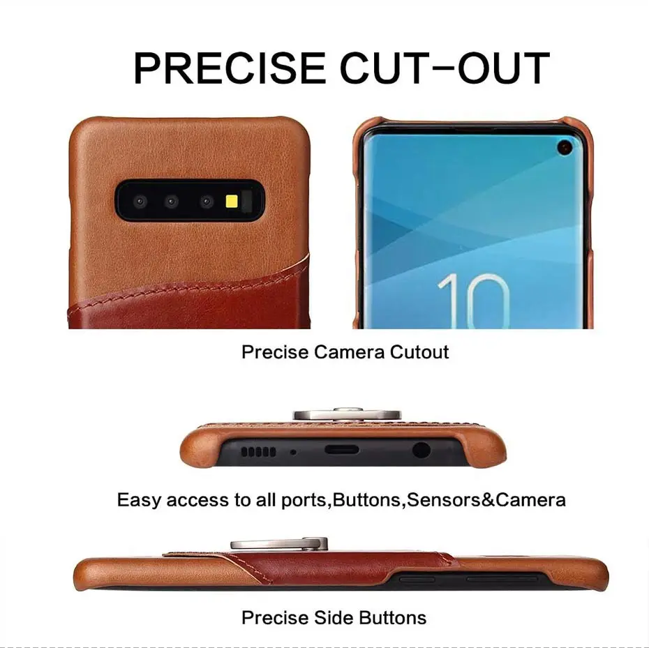 Высококачественный чехол для телефона из воловьей кожи для samsung S8 S10 Plus S10E, Модный чехол с кольцом и слотом для Note8 Note9 Note10
