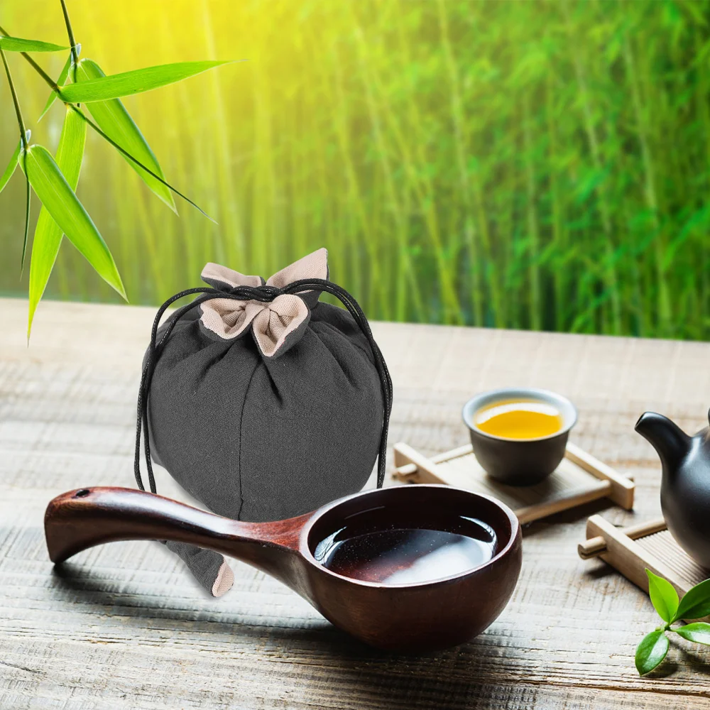 Portable Cotton Linen Teapot Bag Tea Set Storage Bag Travel Pouch Teaware Kitchen Dining Bar Accessories Wooden Beads Simple