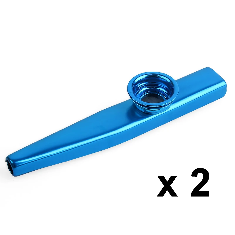 2 шт. 6 видов цветов Алюминиевый сплав Металл Kazoo диафрагма рот флейта губная гармоника детский подарок для вечеринки для детей любителей музыки на выбор - Цвет: Синий