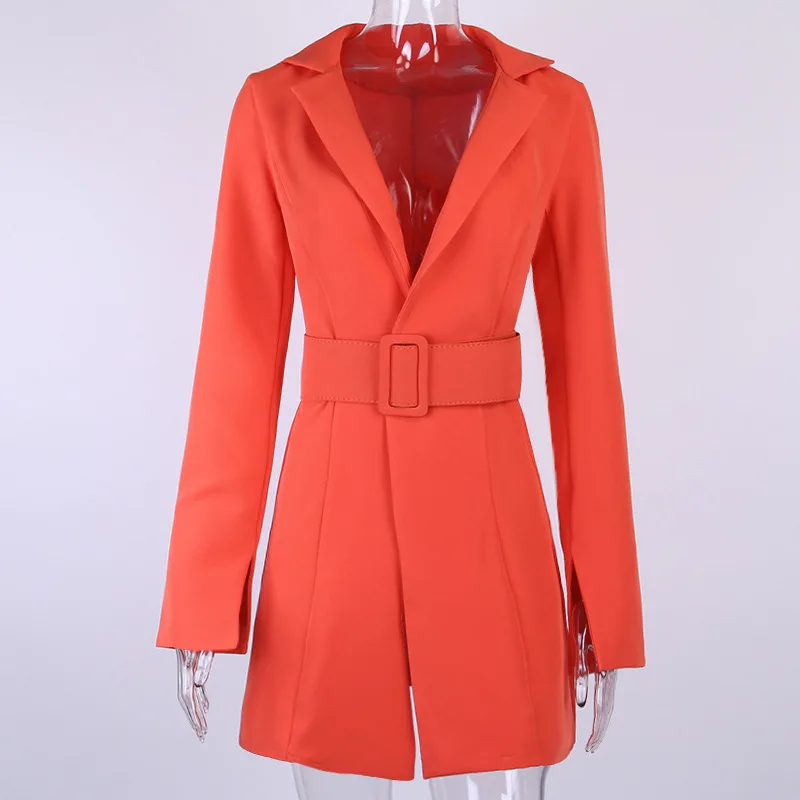 2020 New Elegant Notched Collar Solid Long Sleeve Blazer Coat Steetwear