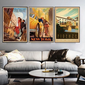 

European World City Tour Travel Retro Minimalist Landscape Poster Prints Wall Art Kids Room Painting Room Home Decoration