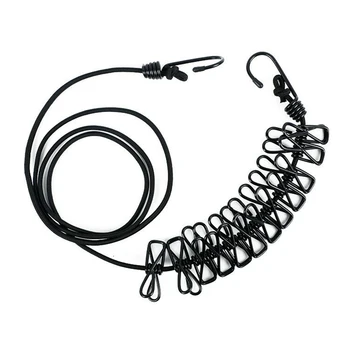 

Portable Drying Rack With 12 Clips Outdoor Cloth Hangers Line Pegs Travel Retractable Windproof Clothesline