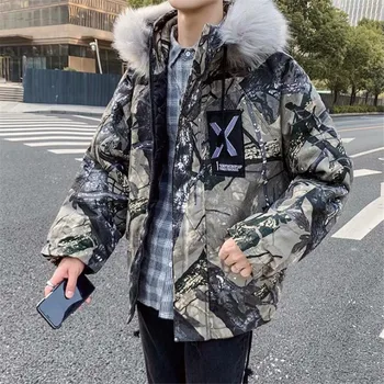 

NAGRI 2020 parka Men cotton padded jacket Hooded Winter Warm Thick Jackets Outerwear Hip Hop Fur Collar Streetwear Oversize