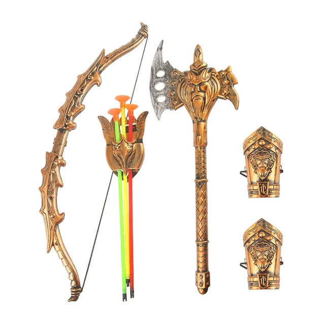 Brand New Children's Plastic Swords Bows Arrows And Armor Shields Warrior Outfits Simulation Cosplay Suit Toys 4