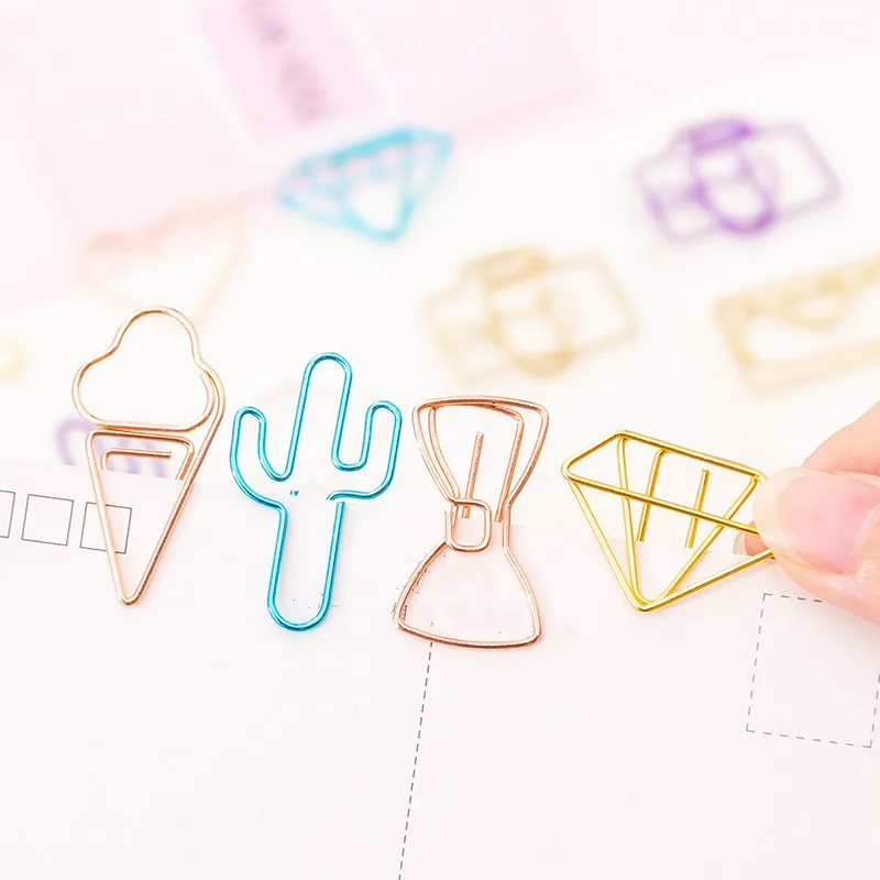 

10 Pcs/lot Metal Cute Paper Clip Envelope Ice Cream Shape Bookmark Planner Paper Clip Creative Bookmarks for Book Stationery