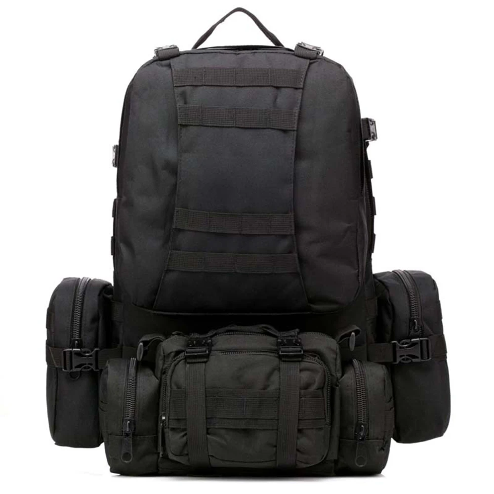 Black 55L мульти тактический военный рюкзак сумки армейский рюкзак Молл Спорт на открытом воздухе сумка мужская походная дорожная альпинистская сумка - Цвет: Black