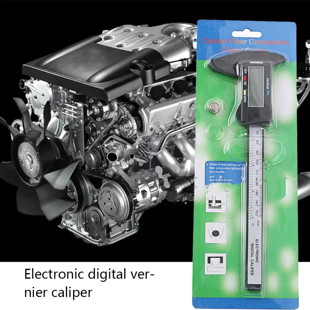150 мм черный Тахометр из углеродного волокна цифровой суппорт Электронный штангенциркуль микрометр измерительный инструмент