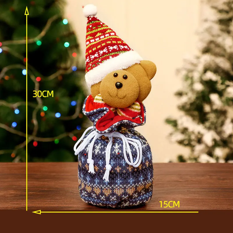 DM COS Рождественский Подарочный мешок, Рождественский детский мешок для конфет, хлопок, Санта, лось, медведь, канун Рождества, переносная сумка для конфет, Санта-тоут - Цвет: D