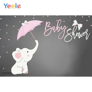 

Yeele Elephant Umbrella Polka Dots Baby Shower Child Photography Backgrounds Customized Photographic Backdrops for Photo Studio