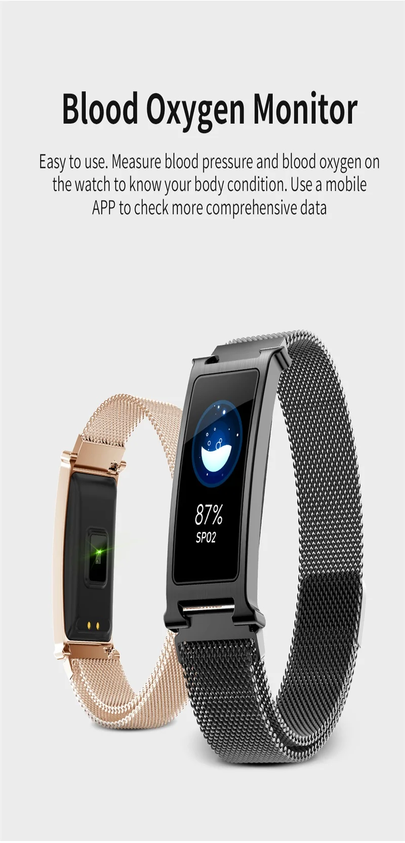 FELYBY F8 модный умный Браслет IP68 Водонепроницаемый Bluetooth 5,0 монитор сердечного ритма спортивные умные часы