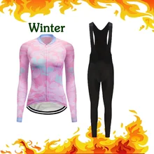 Зимняя женская одежда Pro дорожный велосипед термальный Велоспорт Джерси комплект Триатлон велосипед MTB одежда Униформа Skinsuit набор нагрудник брюки костюм