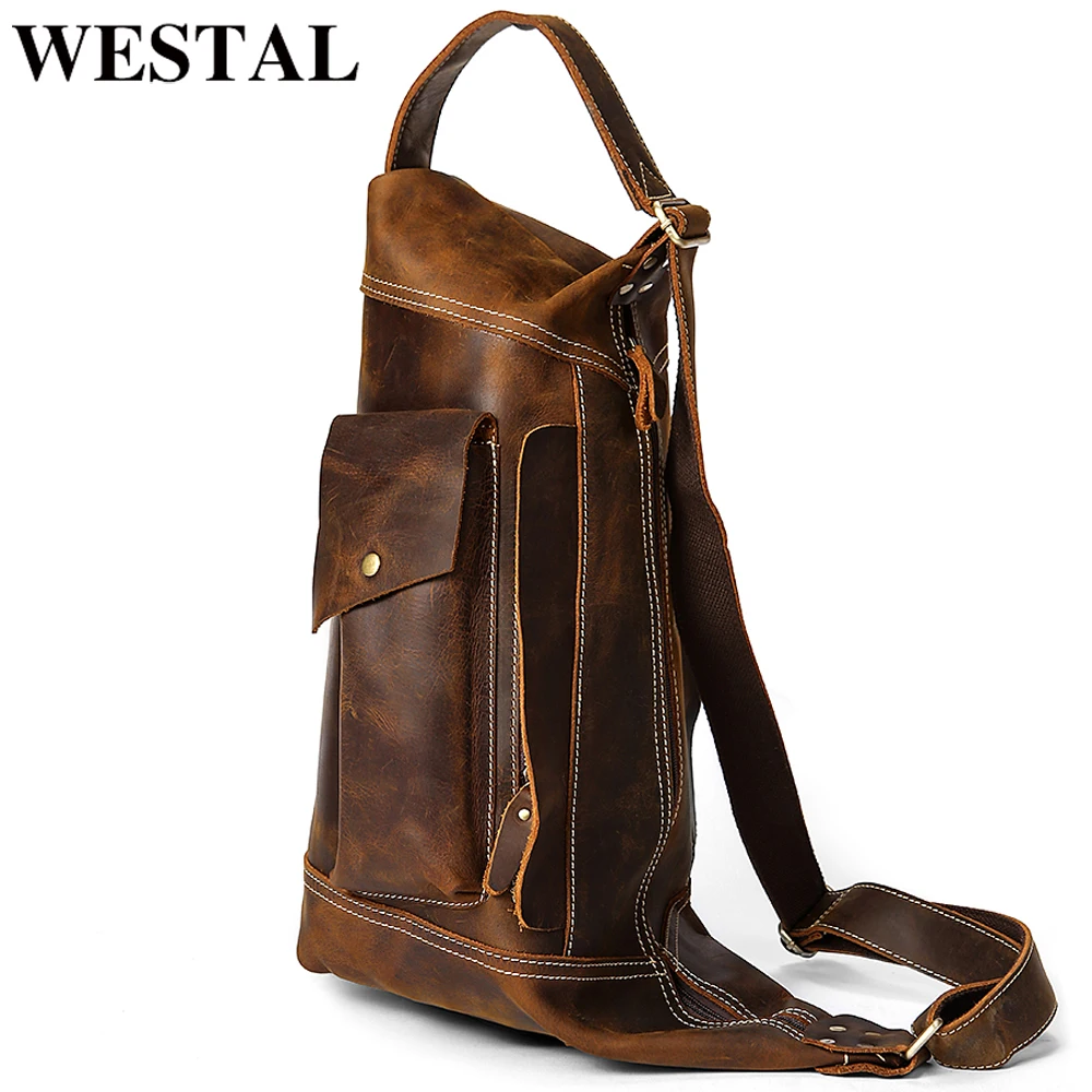 Сумка Кроссбоди WESTAL мужская из натуральной кожи повседневный тоут на ремне