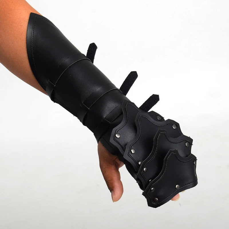 Adult Medieval Gloves Long Warrior Larp Knight Arm Wrist Bandage Armor Bracer Rivet Steampunk Archer Gauntlet Costume