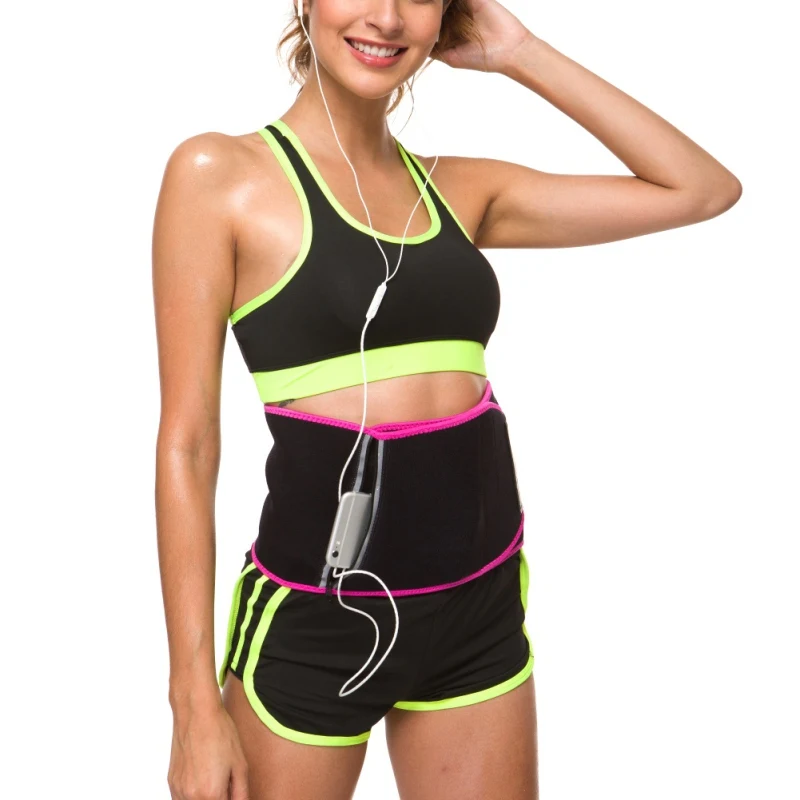 Safety Adjustable Exercise Slimming Body Building Gym Training Slim Belt With Pocket Soft Waist Belt Yoga Running Weightlifting