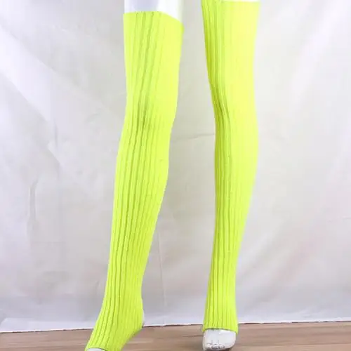 Женские носки, эластичные, одноцветные, теплые, до бедра, вязанные, длинные носки, выше колена, чулки, Medias de Mujer, для женщин - Цвет: Цвет: желтый