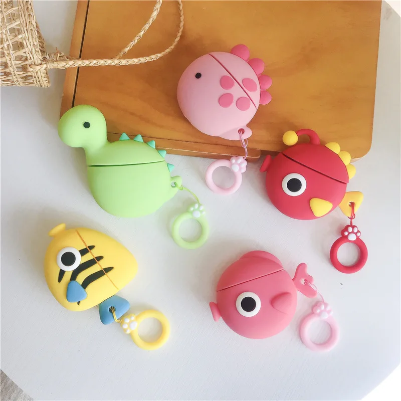 

3D Cute Fishes Earphone Case for Apple Airpods 2 / 1 Silicone Bluetooth Headphone Cover Charging Box Cover Bag for Apple AirPods 1 2 Bluetooth case coque capa #EW