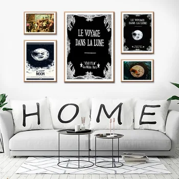 

A Trip to The Moon Le Voyage Dans La Lune Silent film Retro Vintage Kraft Poster Canvas Painting Wall Sticker Home Decor Gift