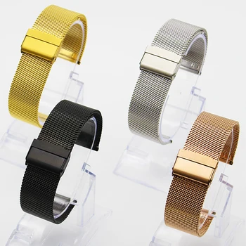 

Universal Milanese Watchband 12 14 16 18 20mm 22mm 24mm Silver Stainless Steel Strap Band Replacement Bracelet for Smart Watch