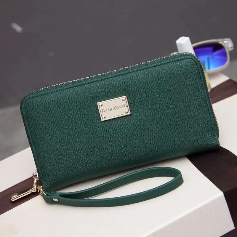 

2020 New Female Wallet Luxury Leather Long Zipper Wallet Coin Purses Wristband Phone Pocket Clutch Card Holder carteira feminina