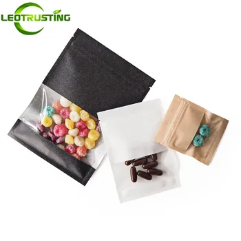 

Leotrusting 100pcs Flat White/Brown/Black Small Thick Kraft Paper Clear Window Bag Paper Window Bags Headropes Jewelrys Bead Bag