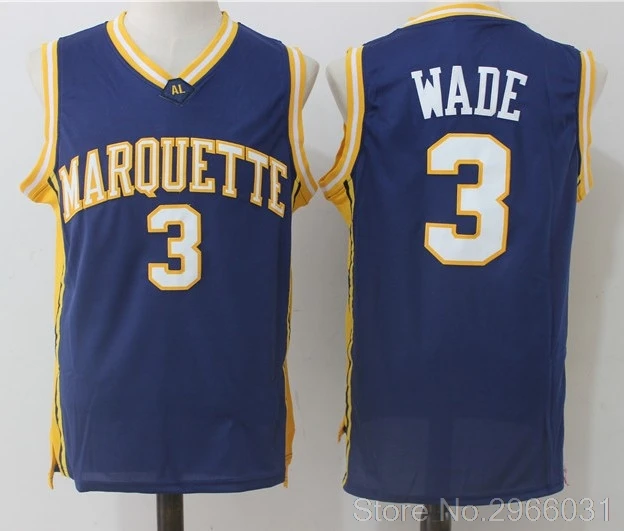 Мужские школьные майки Dwyane Wade#3, темно-синие сшитые, размер S-XXL