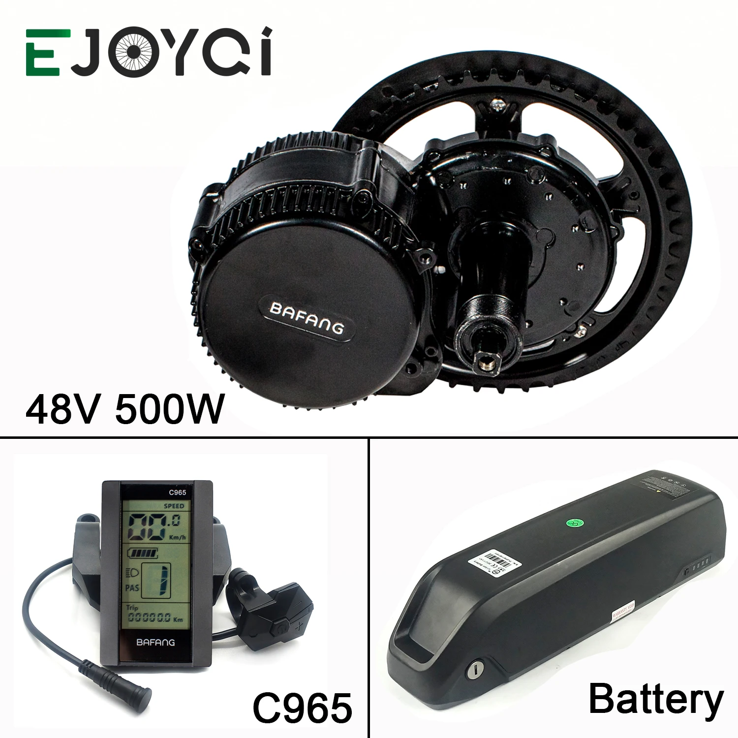 

Bafang 48V500W MMG320 48V 12.8Ah Li-ion Battery BBS02 8FUN Mid Drive Motor Light Gear Sensor Color Display Ebike Conversion Kit