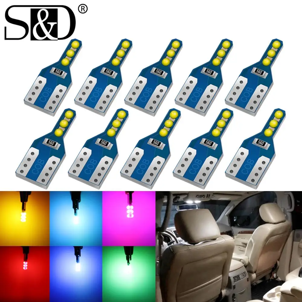 

10Pcs T10 W5W WY5W 194 168 LED Bulbs Car Led Signal Lamp Interior Clearance Side Marker License Plate Lights Auto Lamps