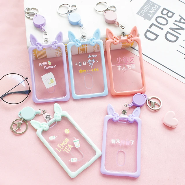 Ins Cute Smile Retractable Lanyard Card Holder Holder Student Credential  For Pass Card Credit Card Straps Key Ring Girl Gift - AliExpress