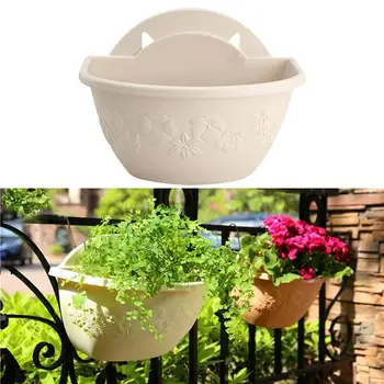 

1Pc Plastic Wall Hanging Flowerpot Semi-circular Hanging Planter Decorative Plant Pot Flower Container Wall Hanging Basket