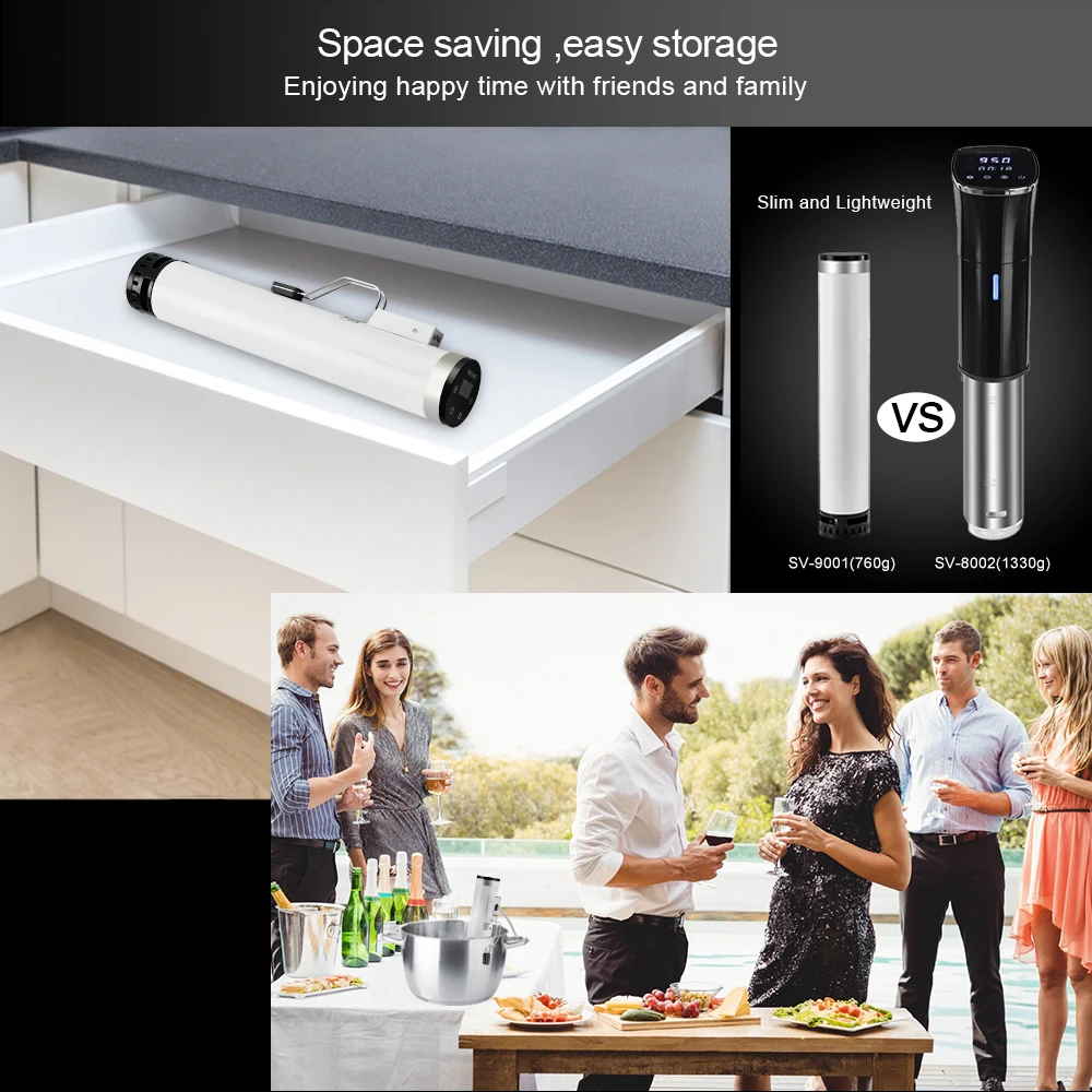 BioloMix 4th Generation Smart Wifi Sous Vide Cooker IPX7 Waterproof Super Slim Thermal Immersion Circulator with APP Control