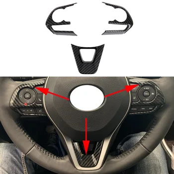 

Carbon Fiber Accessories Fit For Toyota RAV4 2019 2020 Car Steering Wheel Sequins Sticker Cover Molding Trim