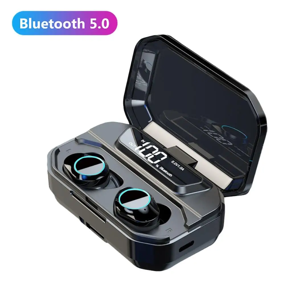 Беспроводной Bluetooth 5,0 спортивные Водонепроницаемый наушник стерео наушники для прослушивания музыки с светодиодный цифровой Дисплей зарядным устройством