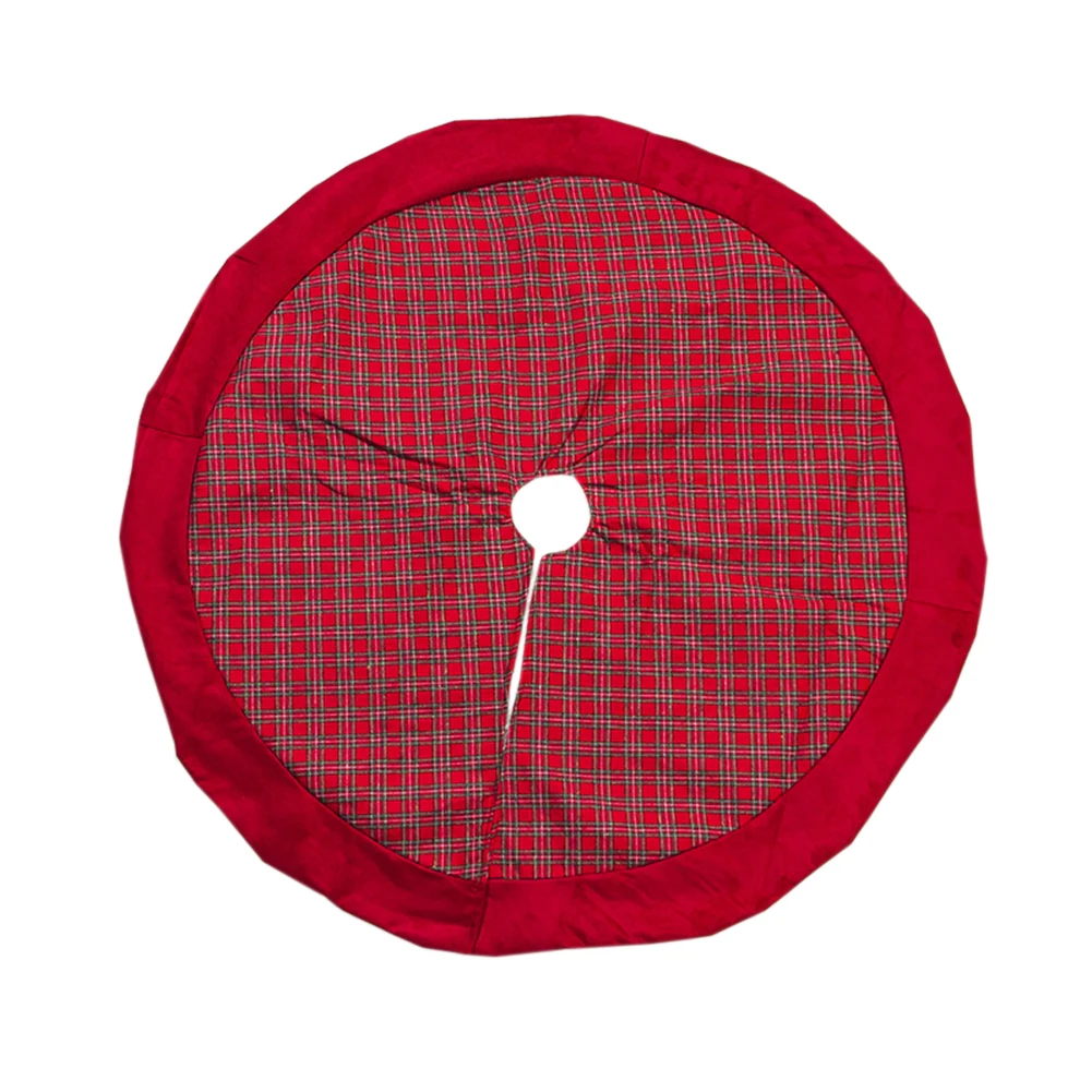 

100cm New Year Christmas Tree Skirt Lattice Design Xmas Tree Apron Holiday Decorations Ornaments