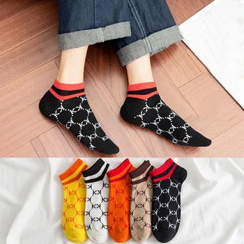 

Spring summer new ladies socks short tube cotton letter boat socks letter wild trend sports socks breathable sweat absorption