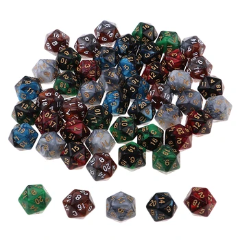 

50pcs Six Sided D20 Polyhedral Dice with Double Colors & Numbers 16mm