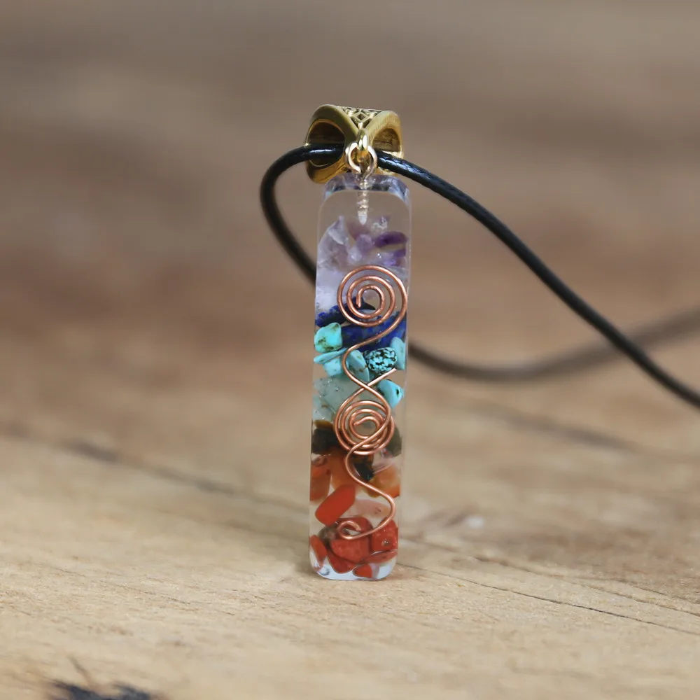 7 энергия чакры кулон Orgonite ожерелье Радуга кристалл Йога Медитация Смола ювелирные изделия для женщин