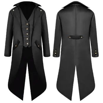 

Winter men's Jackets Stylish Gothic Medieval Windbreaker Tuxedo Steampunk Vintage Victorian Long Sleeve Turtleneck Warm Coat