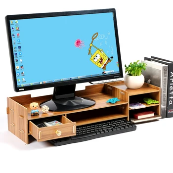 

Desktop TV cabinet computer monitor screen increased shelf desk storage box drawer rack keyboard