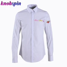 Разноцветная Мужская рубашка с вышивкой чернилами, брендовая мужская одежда с длинными рукавами, однотонная тонкая деловая Мужская рубашка, большие размеры 2XL 3XL 4XL