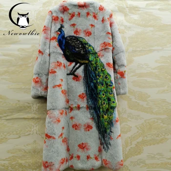 

Female jacket for autumn and winter warmth preservation in Printed for female Rex rabbit coat Personal customizable pattern